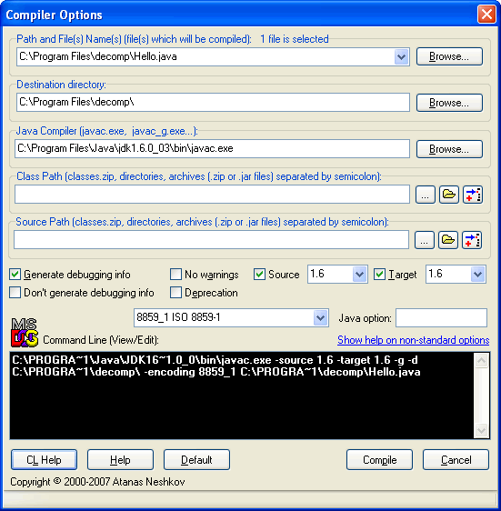 To compile a .JAVA file: Select "File" -> "Open" and load your desired java file. Press "F9". Use "Compile" tool to compile a single java file.